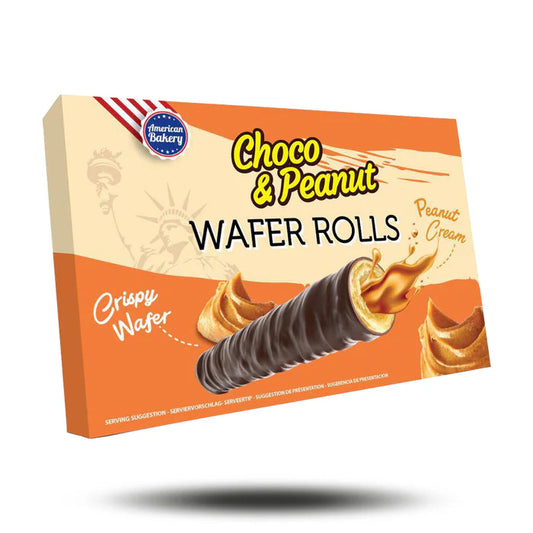American Bakery Choco & Peanut Wafer Rolls 120g Packung