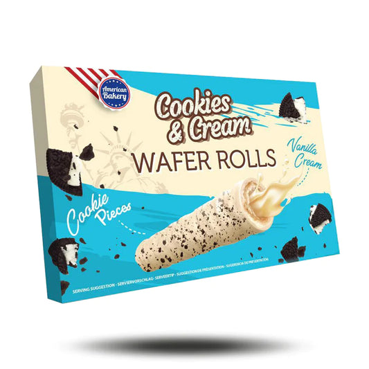 American Bakery Cookies & Cream Wafer Rolls 120g Packung